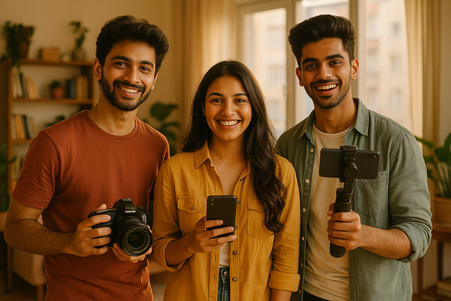 Group of happy creators